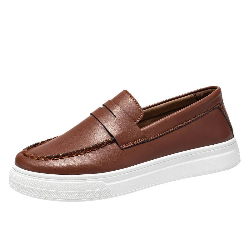 British style casual shoes in artificial PU leather with round toe design