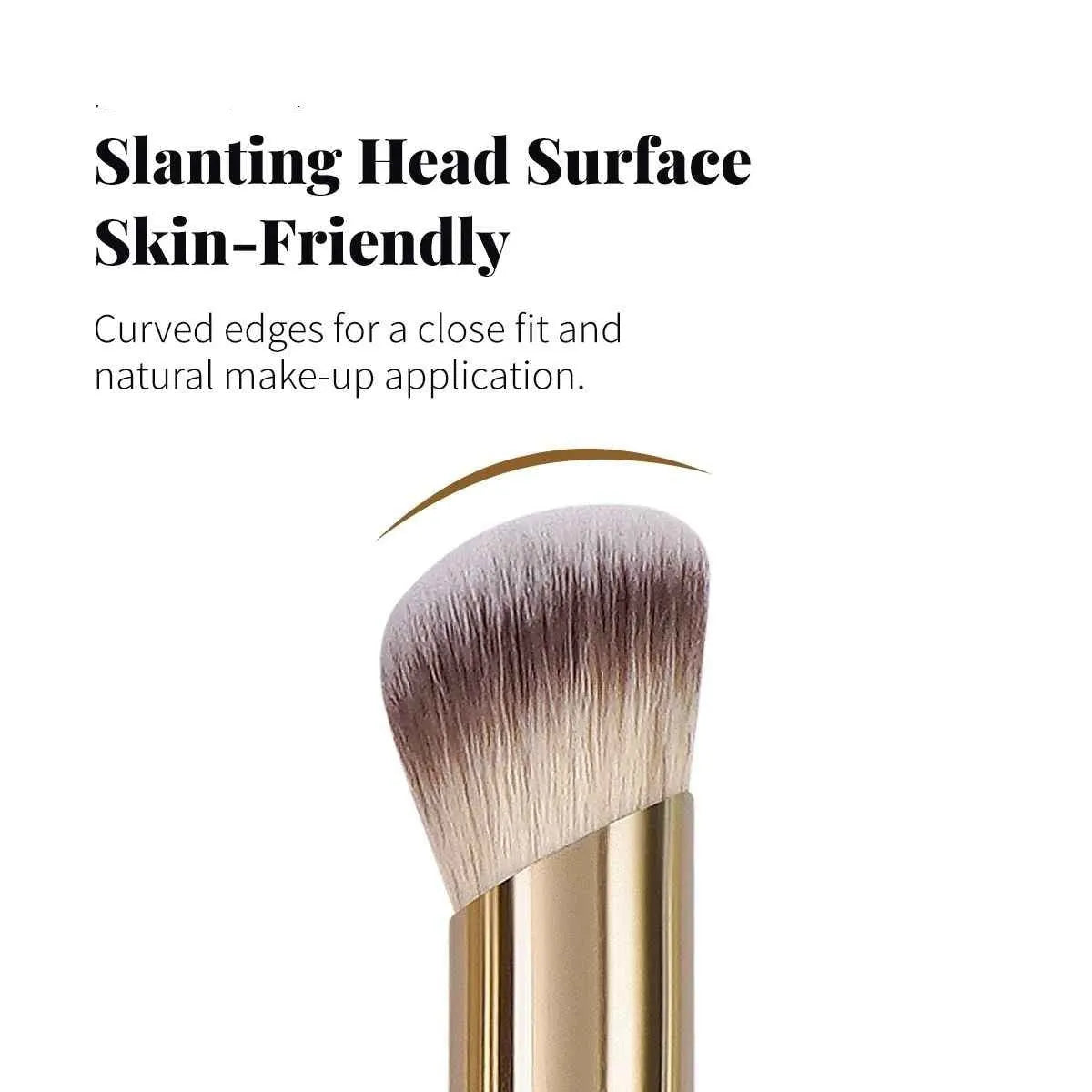 Five apricot-coloured angled blush makeup brushes for foundation and powder application