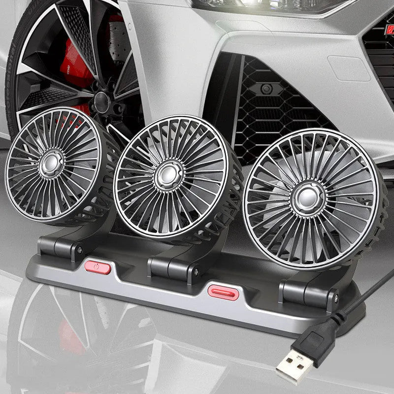 Automotive three head cooling fan with ABS construction for 12V and 24V vehicle systems