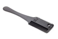 Razor comb for dogs and cats showing comb teeth and trimming blade, with pack of 10 spare blades.