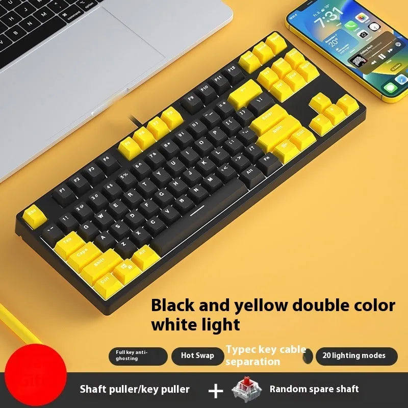 87-key tenkeyless mechanical keyboard in a dual-colour keycap design with metal frame