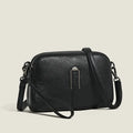 Genuine leather women's shoulder bag in horizontal square shape, shown in one of five colour options.