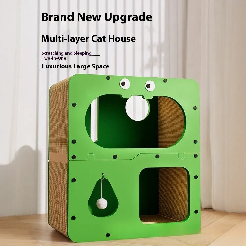 Wear-resistant double-layer cat scratching board available in owl, cat head, and primary colour styles