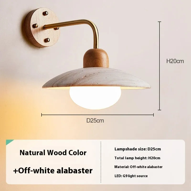Nordic minimalist LED wall lamp in Black Peach Wood finish with soft decorative light