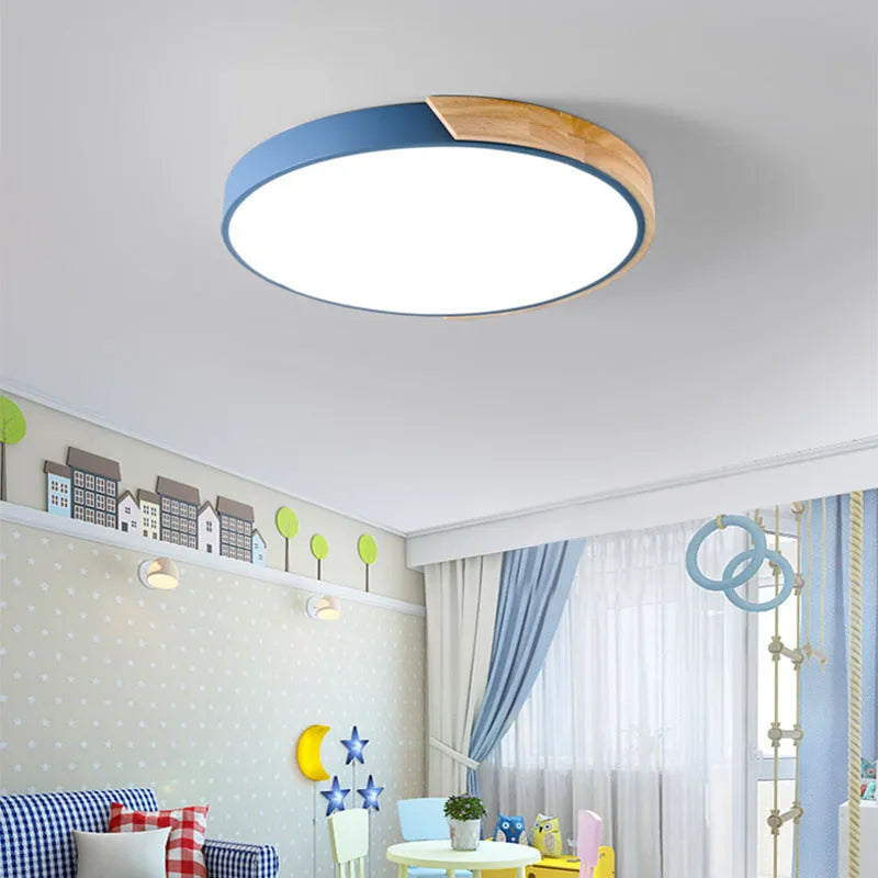 Modern minimalist ceiling lamp with white PVC lampshade and remote control for bedroom or living room