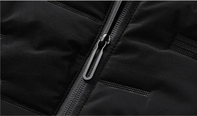 Men's autumn winter suit set with hooded long sleeve polyester jacket and matching trousers in black and grey options