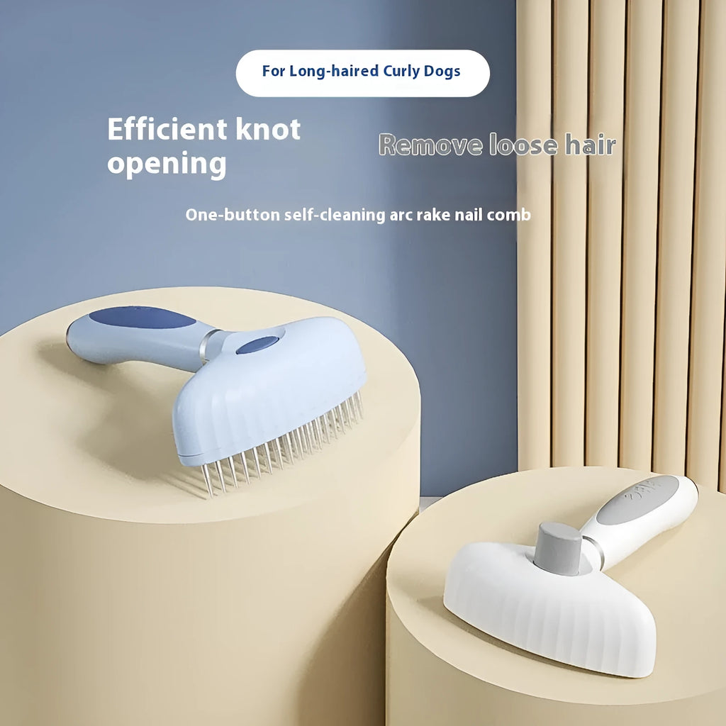 Stainless steel double row dog grooming comb in Azure Light Blue colour