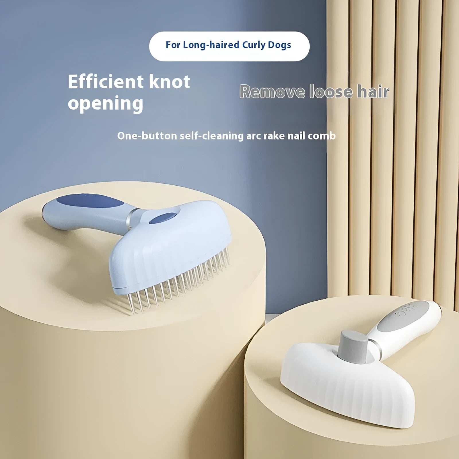 Stainless steel double row dog grooming comb in Azure Light Blue colour
