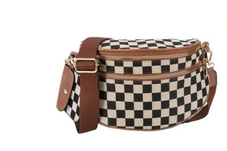 Women's Oxford nylon crossbody bag with diamond grid, 27x14x22cm, canvas shell, card pocket, and slit pocket