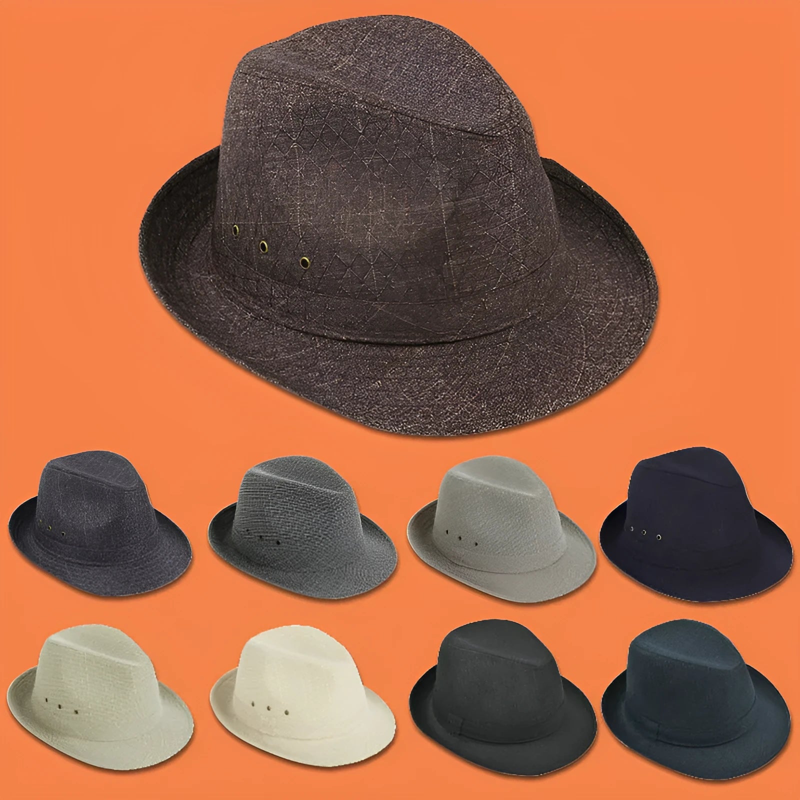A thickened suit material fedora hat for men shown in Bervis black, with a 60mm brim.