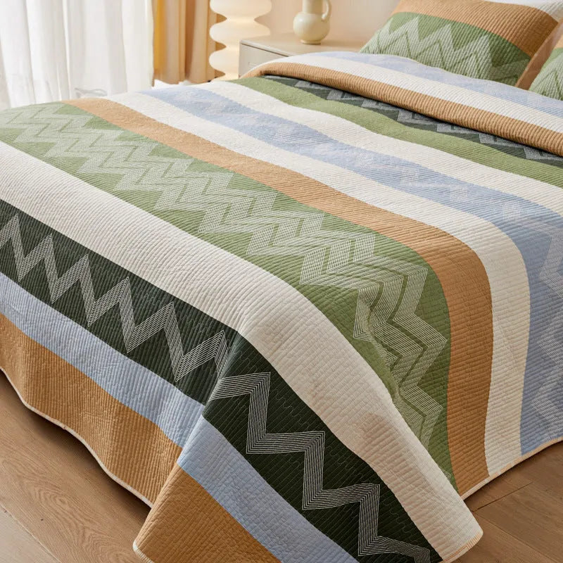 Pure cotton printed bed sheet three-piece set in modern design for 2.2 metre bed frame