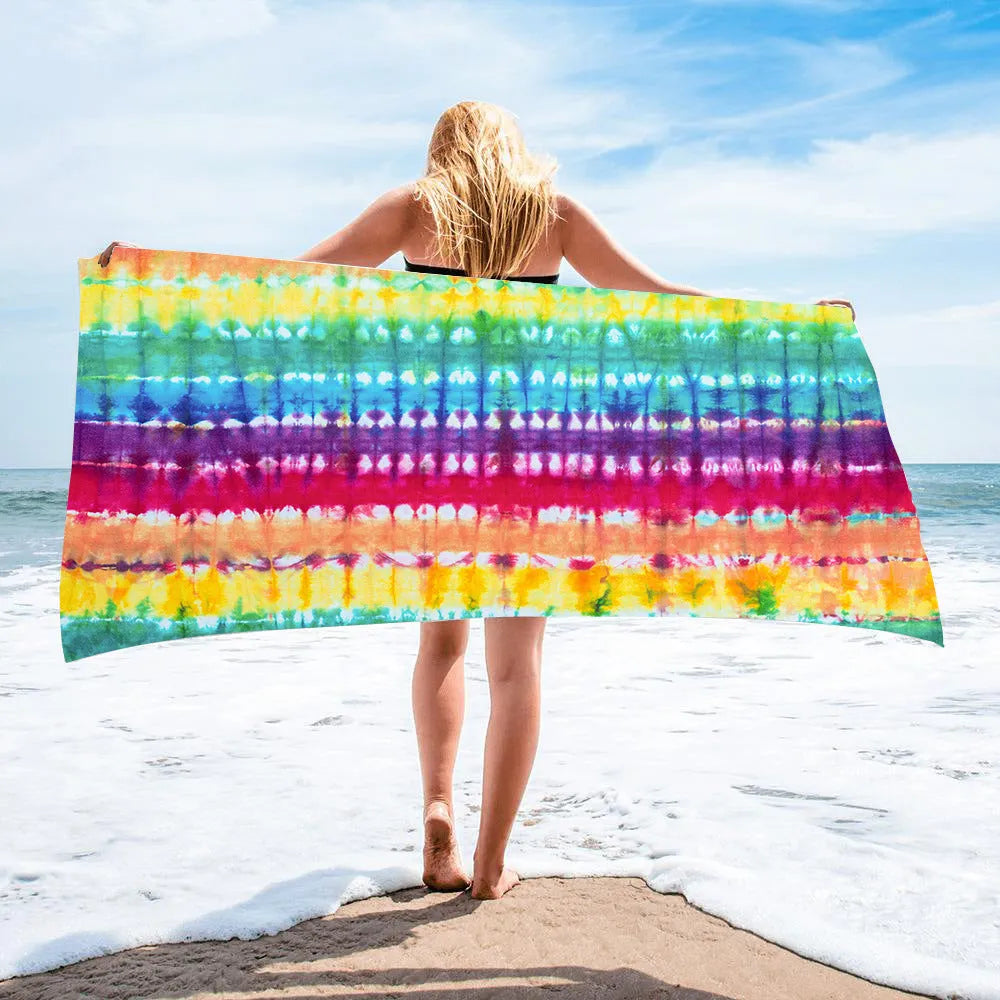 Microfiber square beach towel tie-dye series in multiple colours with 150x75cm dimensions