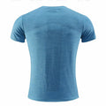 A short-sleeved sports T-shirt for running and basketball in a polyester spandex fabric.