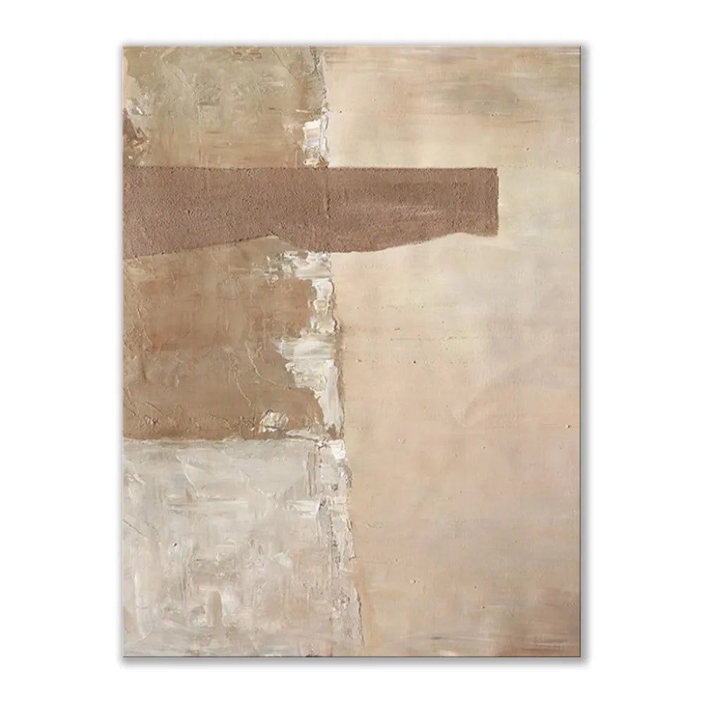 Large abstract hand-painted oil painting brown texture medieval style canvas wall art for living room