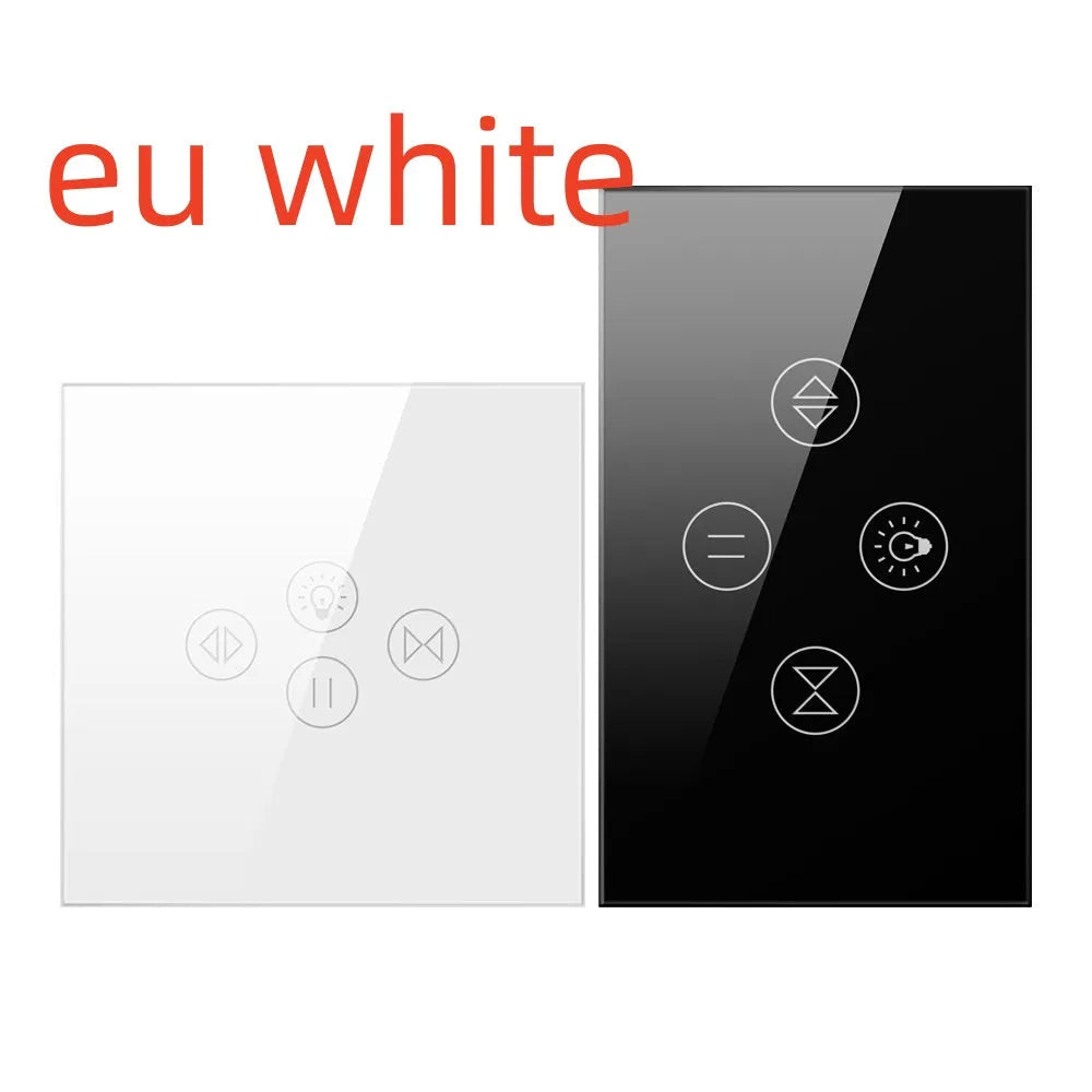 Smart curtain light touch switch plastic black white wall mount voice control