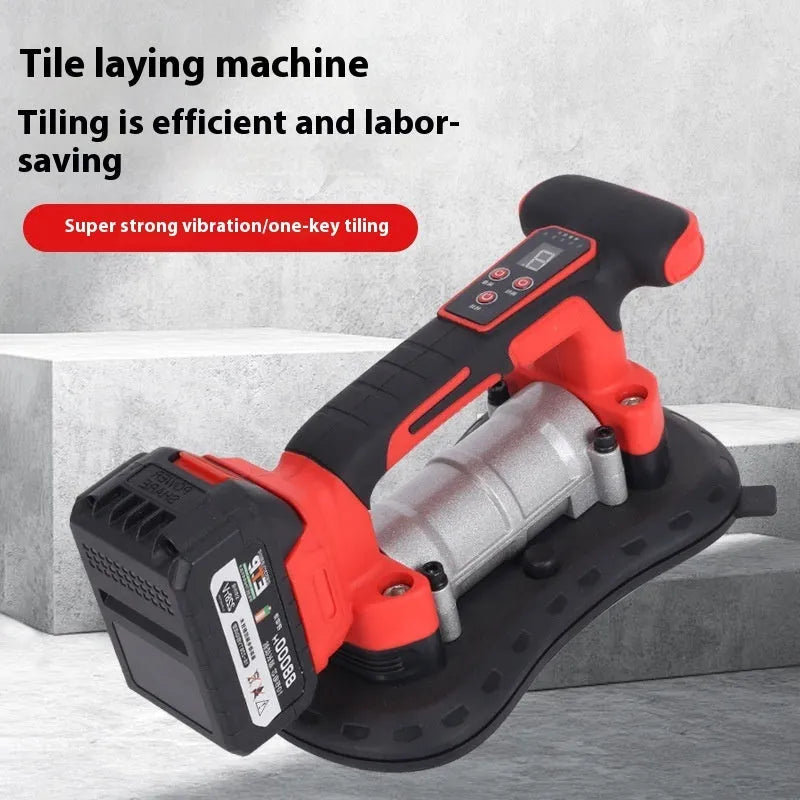 21V battery-powered automatic tile laying machine with two batteries and a US plug charger.