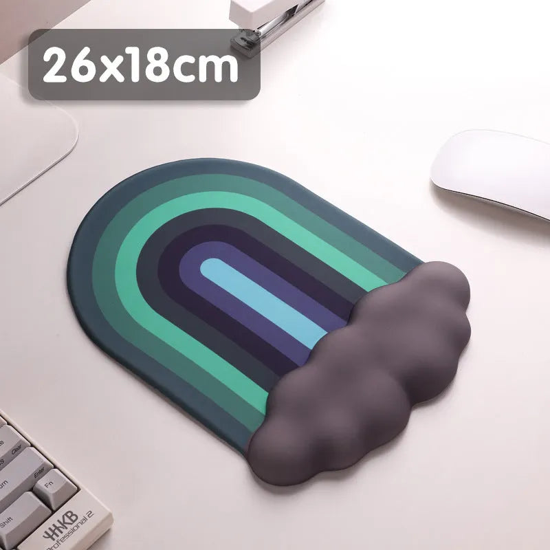Silicone gel wrist rest mouse pad and matching keyboard support pad with cloud pattern in chosen colour.