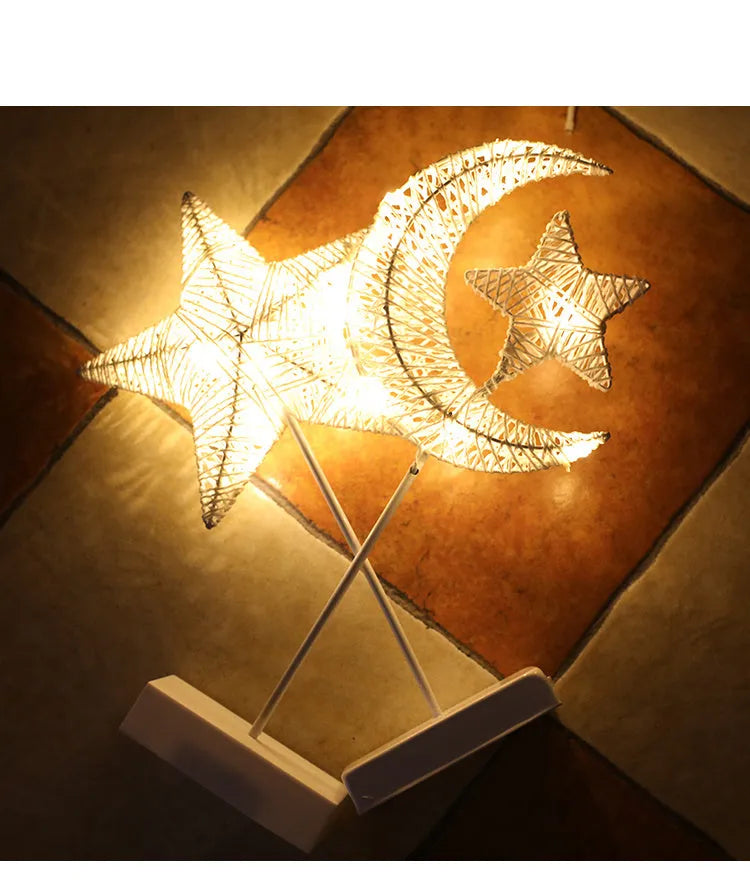 Rattan constructed LED decorative light in star shape with battery operation for room lighting