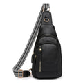 Women's soft PU leather chest bag with crossbody strap and organised interior compartments