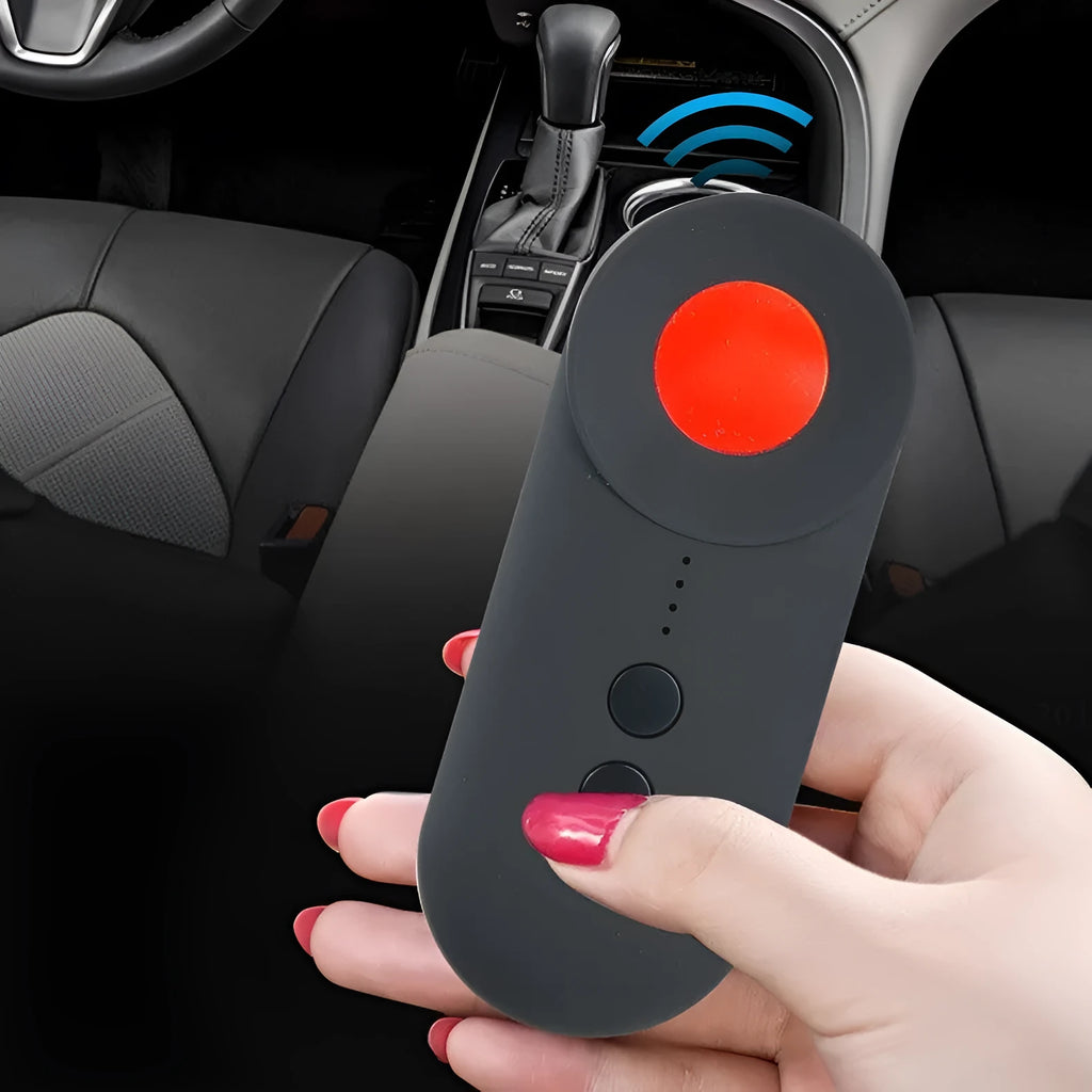 Black GPS signal detector with wifi detection for vehicles and hotels measuring 93.8mm long