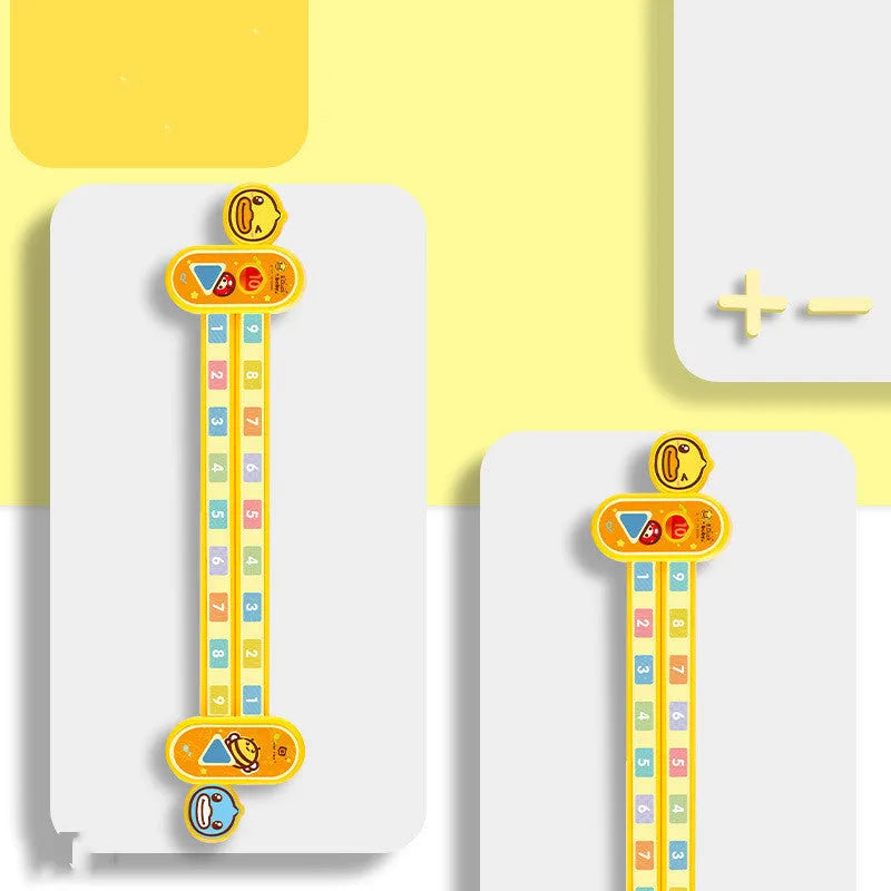 Yellow plastic children's digital resolution ruler measuring 24.5cm with cartoon educational design