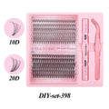 DIY single cluster false eyelashes with artificial fibre construction for natural thick mixed split type look