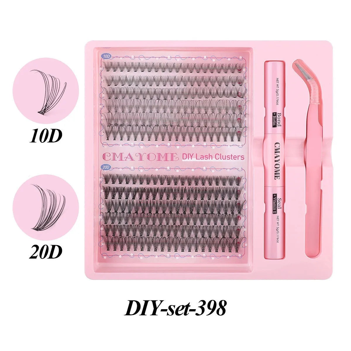 DIY single cluster false eyelashes with artificial fibre construction for natural thick mixed split type look