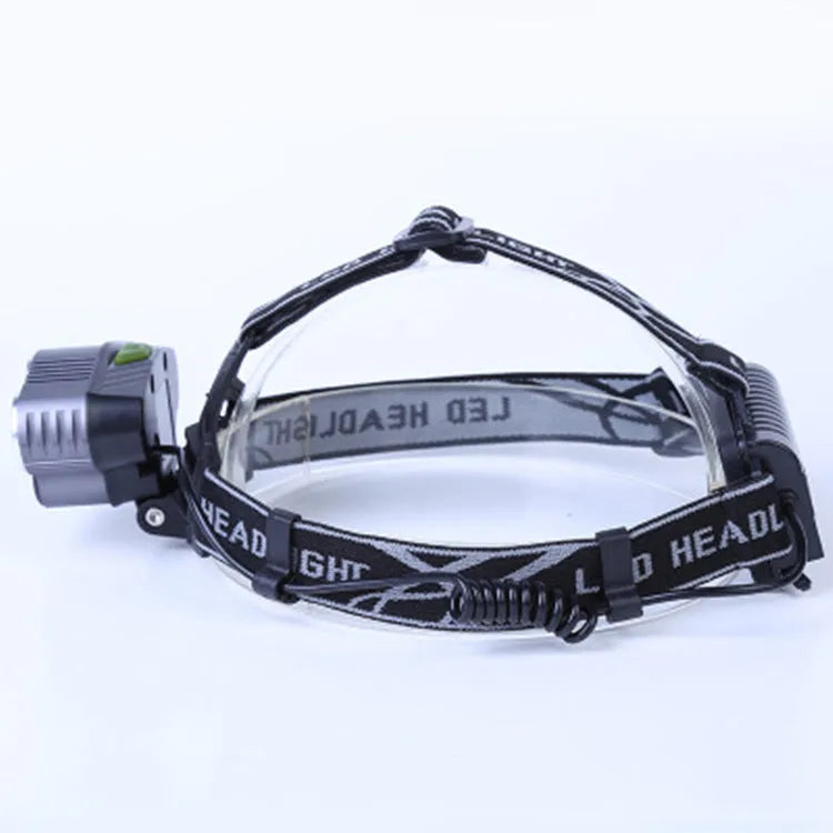 Head-mounted LED torch showing forward-facing light with head strap