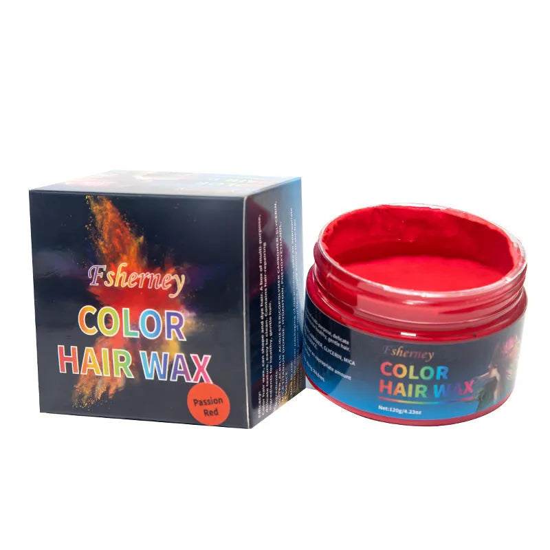 120g hair styling clay available in nine colours including white, blue, green, purple, and granny grey