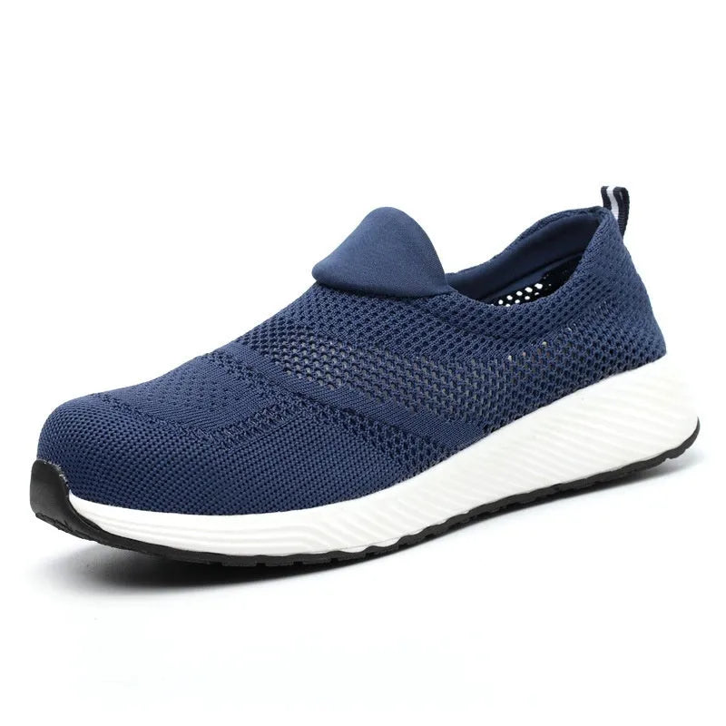 Men's lightweight mesh steel toe work shoes with anti-smash anti-puncture protection in three colours