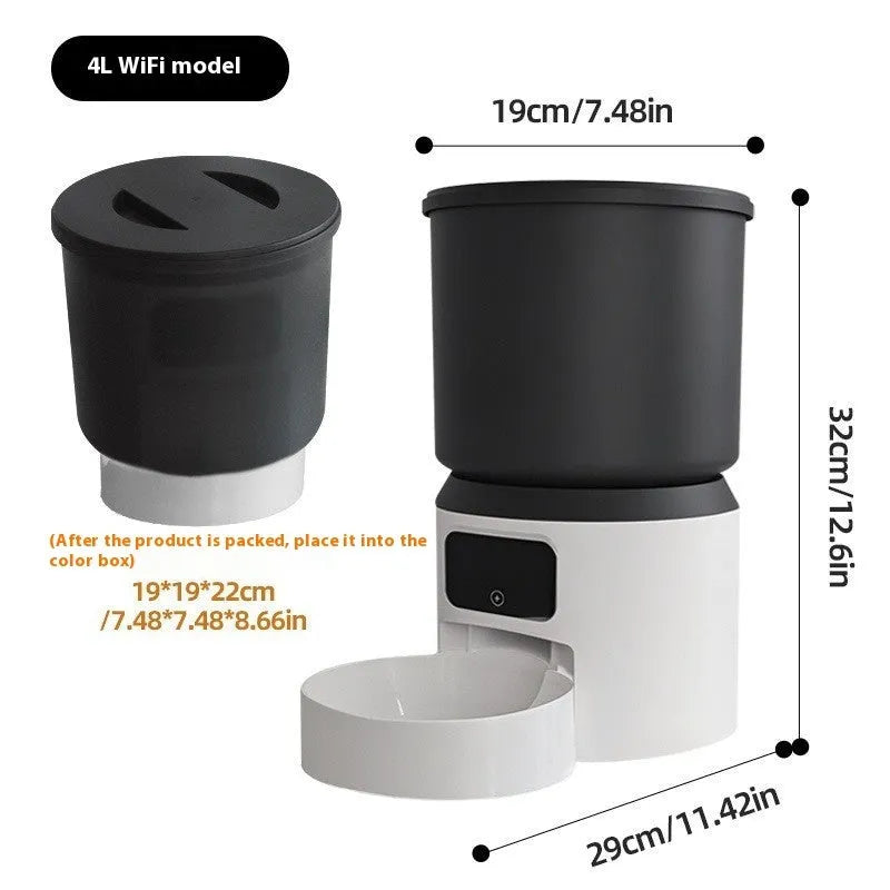 4L smart pet feeder with WiFi connectivity and stainless steel bowl for automatic feeding