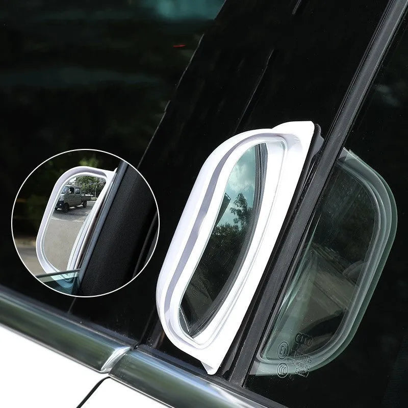 Universal wide angle car rearview mirror with two-row design and black printing