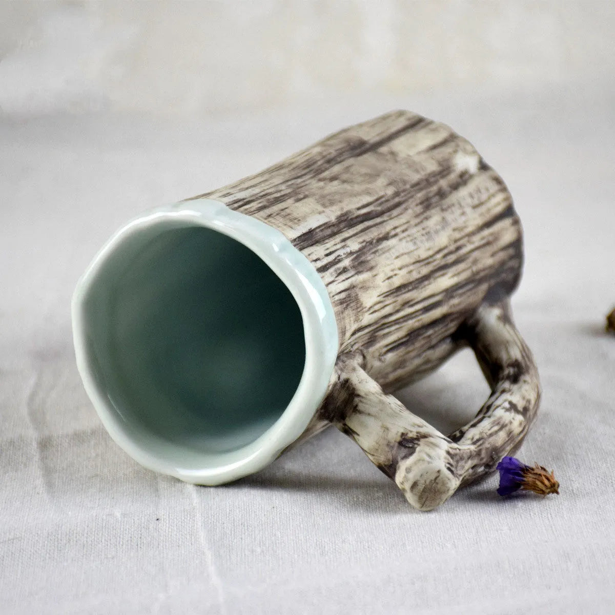 Hot Bark Mug creative irregular shaped porcelain ceramic cup 300ml on table