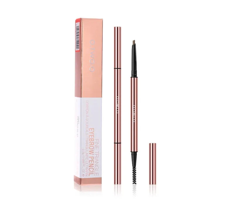 Eyebrow make-up pencil set showing six colour shades in slim pencil design with colour box packaging