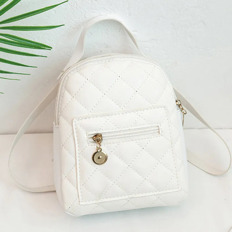 Girls' Korean style embroidered backpack in PU leather with hard-sided construction