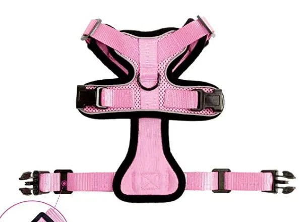 Escape proof reflective cat vest harness with car seat belt adapter for kittens