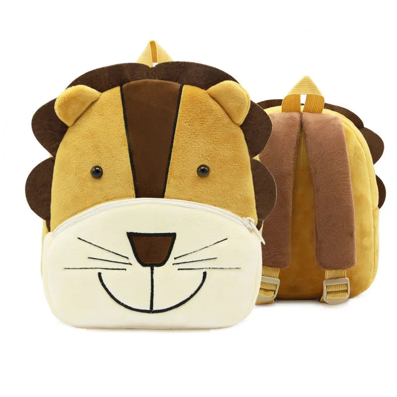 Small cloth animal backpack for kindergarten children, 26.5x24x10.5cm, with zipper pocket, available in multiple colours