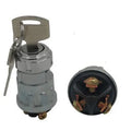 Pure copper vehicle ignition switch lock with matching key on a white background.