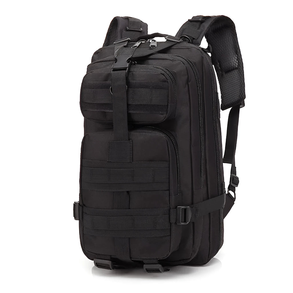 Large khaki Oxford cloth hiking backpack with air pillow belt system, shown for mountaineering use.