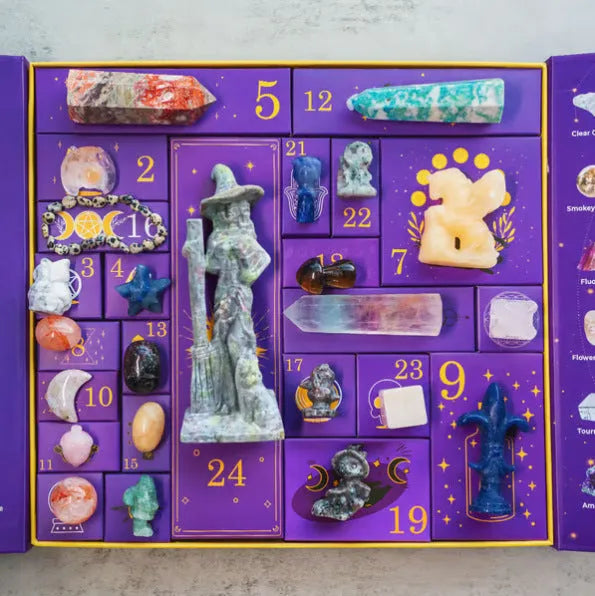 Halloween countdown gift box with crystal decoration, cardboard construction.