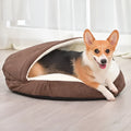 Removable cloth dog kennel in brown and grey colour options showing S and M sizes