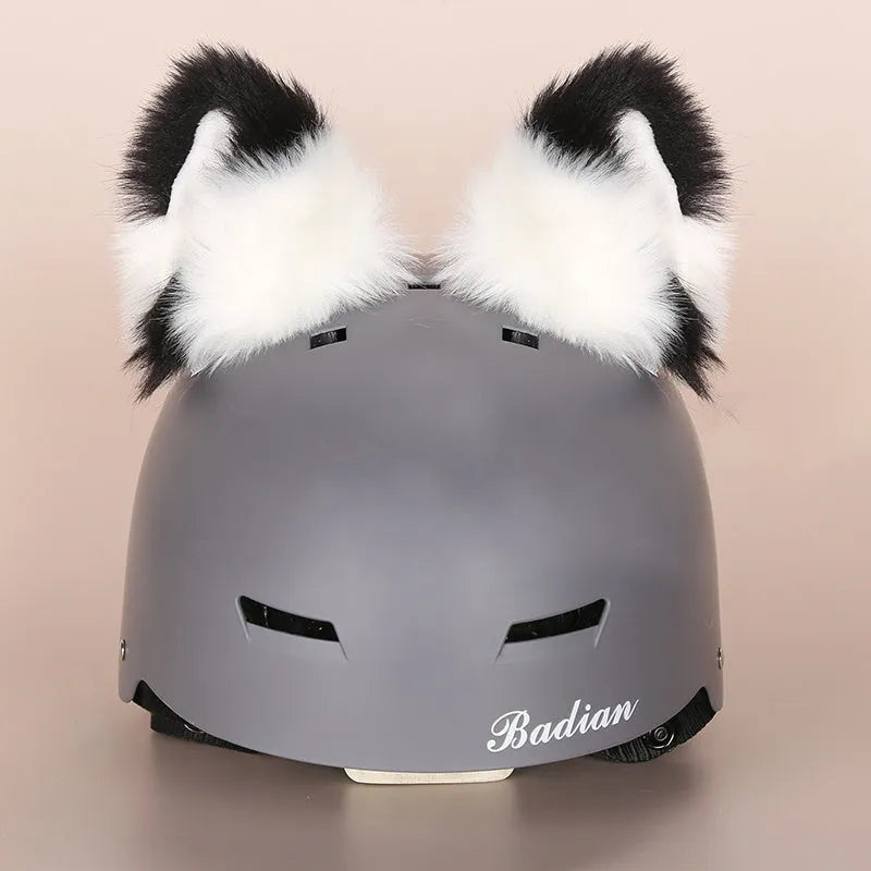 Plush fabric cartoon design helmet cover for motorcycle helmet decoration in medium size