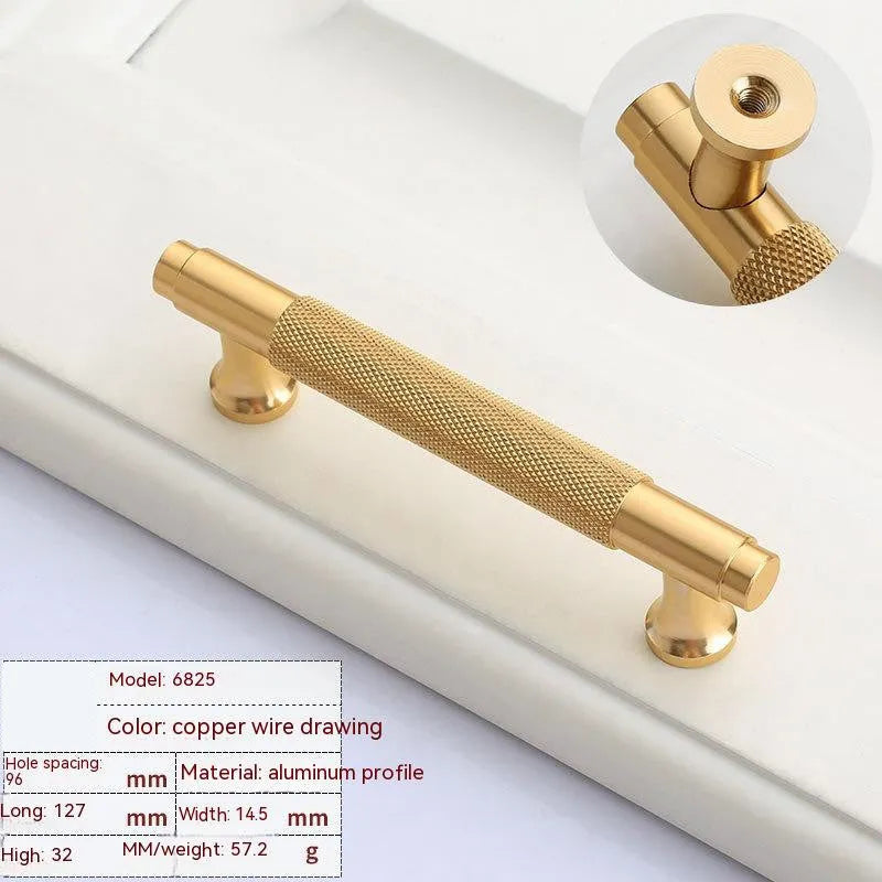 Brushed brass European style cabinet handle with aluminium alloy construction