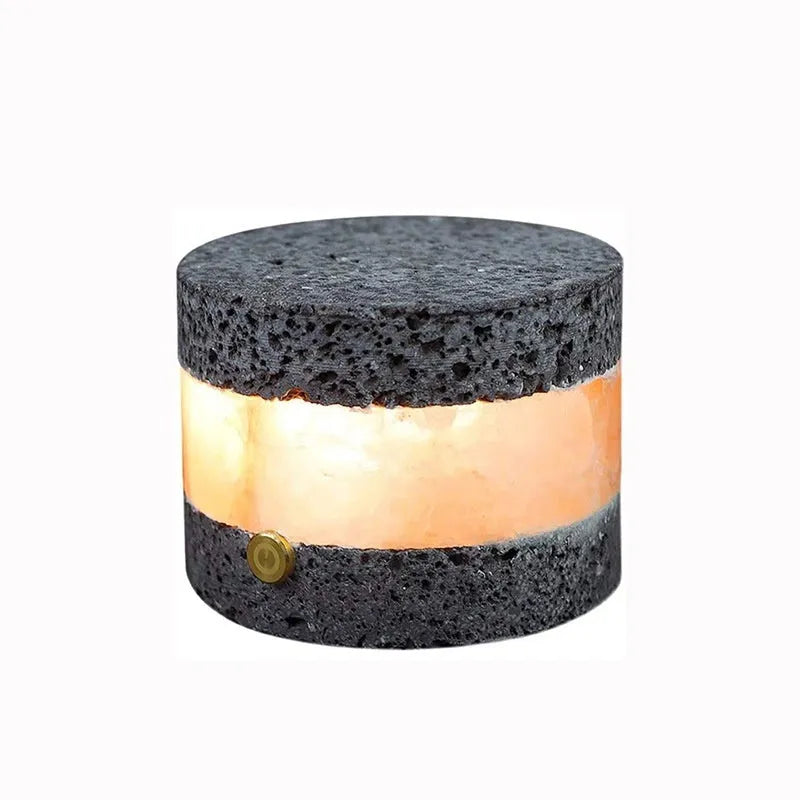 Compact volcanic rock USB night lamp with touch controls and essential oil diffuser