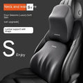 Memory foam car neck pillow and lumbar support cushion set in grey.