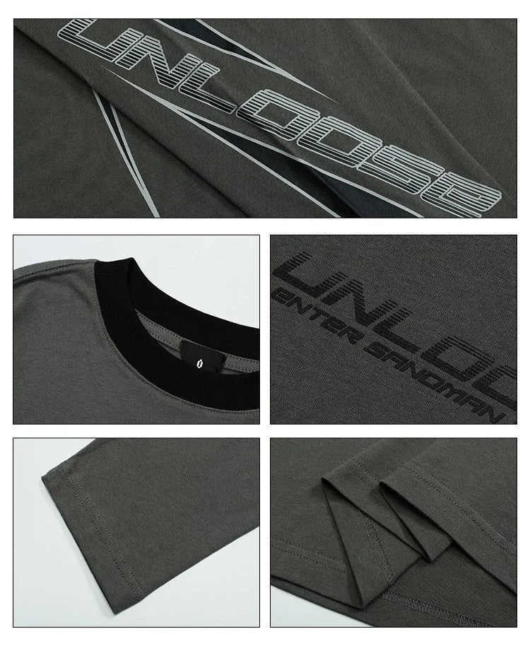 Grey cotton drop shoulder sweatshirt with round neck and long sleeves