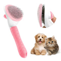 Cat brush with release button in blue, grey, or pink colour for pet hair removal