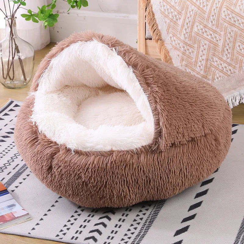 Waterproof cloth dog kennel in a semi-surrounded shelter design, shown in a gradient colour.