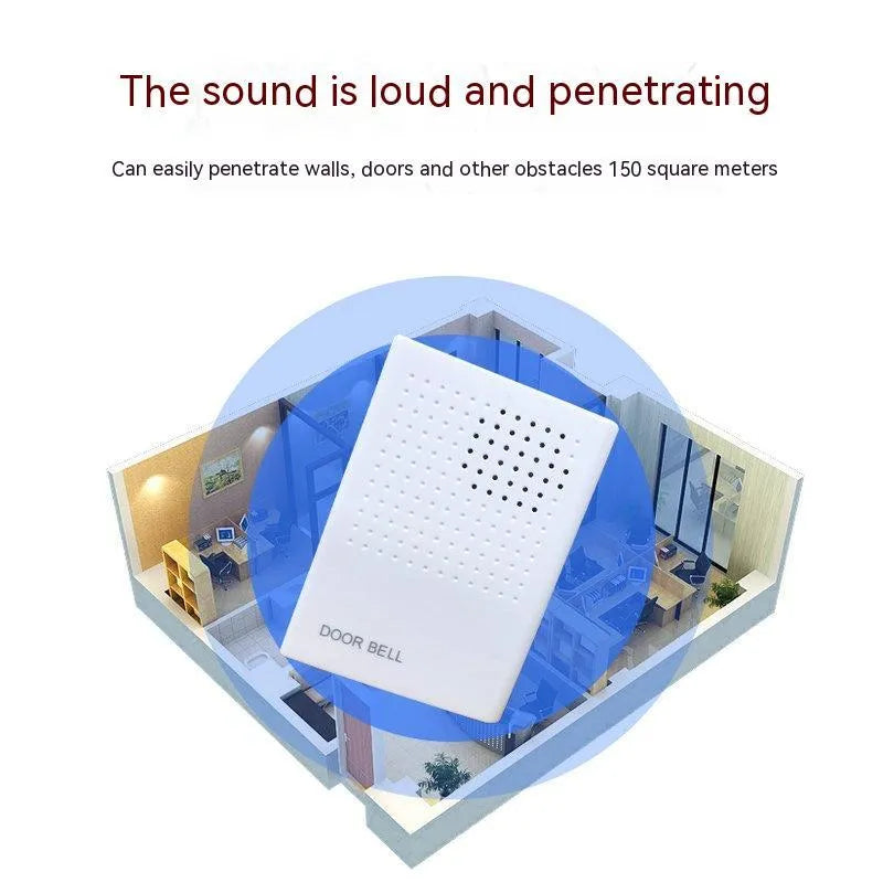 White wired doorbell 87x62x23mm with battery-mounted dingdong design for hotel and home access control