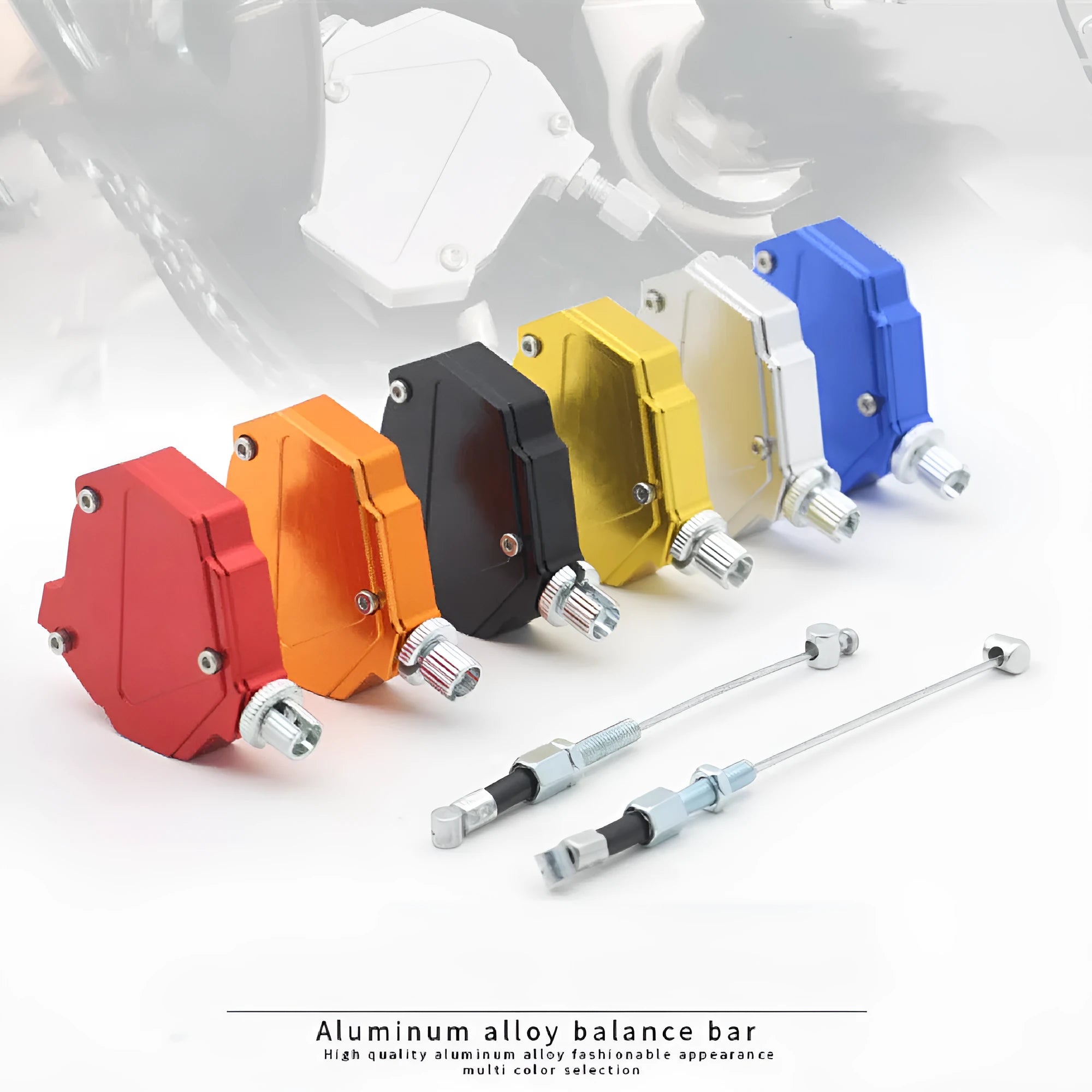 Aluminium alloy universal motorcycle clutch labour-saving box in red, blue, gold, black, orange, and silver colour options.